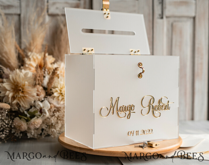 KARTONBOXEN  
 Acrylkartenbox Elegantes gefrorenes Hochzeitset aus Acryl, Kartenbox mit Schloss und Beschilderung für Karten und Geschenke, personalisierte Hochzeitskartenbox, transparente Kartenbox, Hochzeitskartenbox mit Deckel, Hochzeitsgeldbox, Hochzeitskartenhalter.
