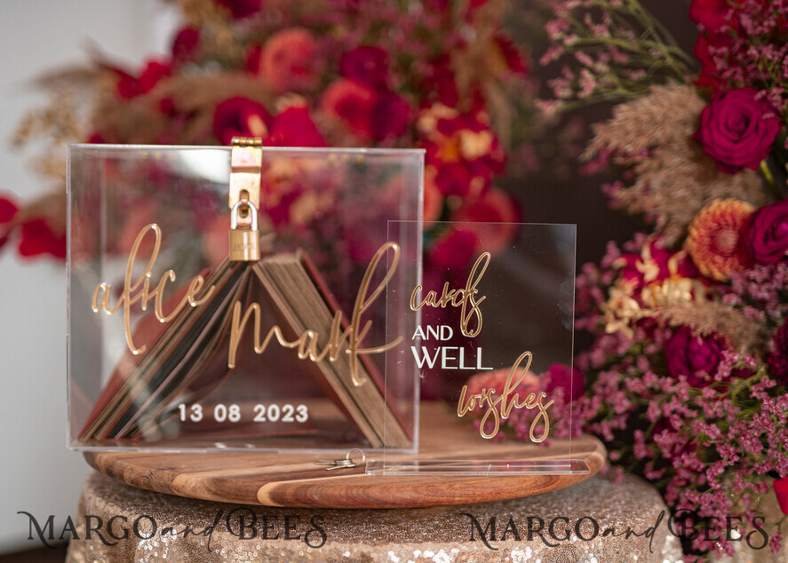 KARTONBOXEN  
 Acrylkartenbox Elegantes klares Hochzeitsset, acryl Kartenbox mit Schloss und Karten & Geschenken, personalisierte Hochzeitskartenbox, klare Kartenbox, Hochzeitskartenbox mit Deckel, Hochzeitsgeldbox, Hochzeitskartenhalter.
