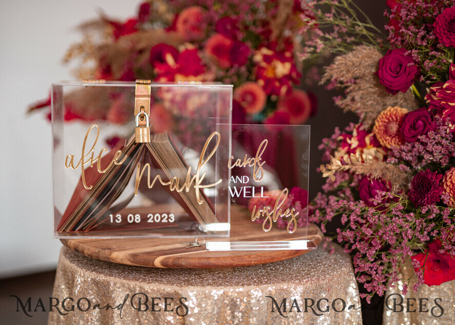 KARTONBOXEN  
 Acrylkartenbox Elegantes klares Hochzeitsset, acryl Kartenbox mit Schloss und Karten & Geschenken, personalisierte Hochzeitskartenbox, klare Kartenbox, Hochzeitskartenbox mit Deckel, Hochzeitsgeldbox, Hochzeitskartenhalter.