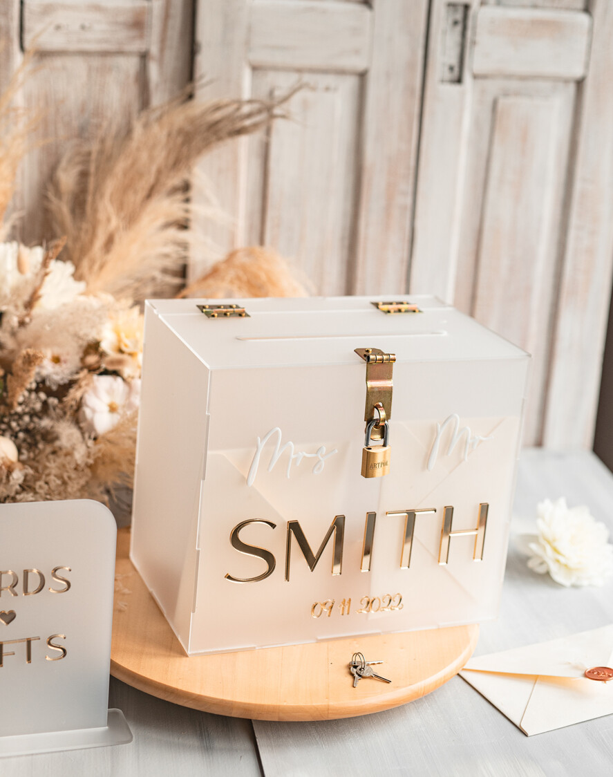 KARTONBOXEN  
 Acrylkartenbox Elegantes gefrorenes Hochzeitsset aus Acryl-Kartenbox mit Schloss und Zeichenkarten & Geschenke, personalisierte Hochzeitskartenbox, klare Kartenbox, Hochzeitskartenbox mit Deckel, Hochzeitsgeldbox, Hochzeitskartenhalter.