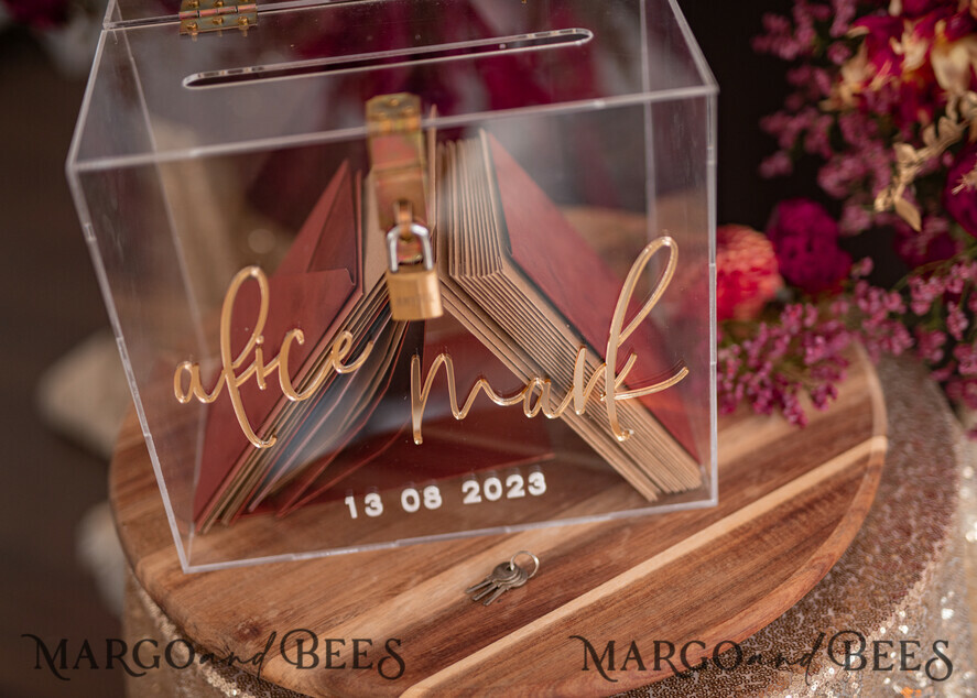 KARTONBOXEN  
 Acrylkartenbox Elegantes klares Hochzeitset, Acryl-Kartenbox mit Schloss und Karten & Geschenken, personalisierte Hochzeitskartenbox, klare Kartenbox, Hochzeitskartenbox mit Deckel, Hochzeitsgeldbox, Hochzeitskartenhalter.
