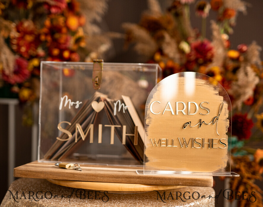 KARTONBOXEN  
 Acrylkartenbox Elegantes klares Hochzeitset Acrylkartenbox mit Schloss und Karten & Geschenken, personalisierte Hochzeitskartenbox, klare Kartenbox, Hochzeitskartenbox mit Deckel, Hochzeitsgeldbox, Hochzeitskartenhalter.