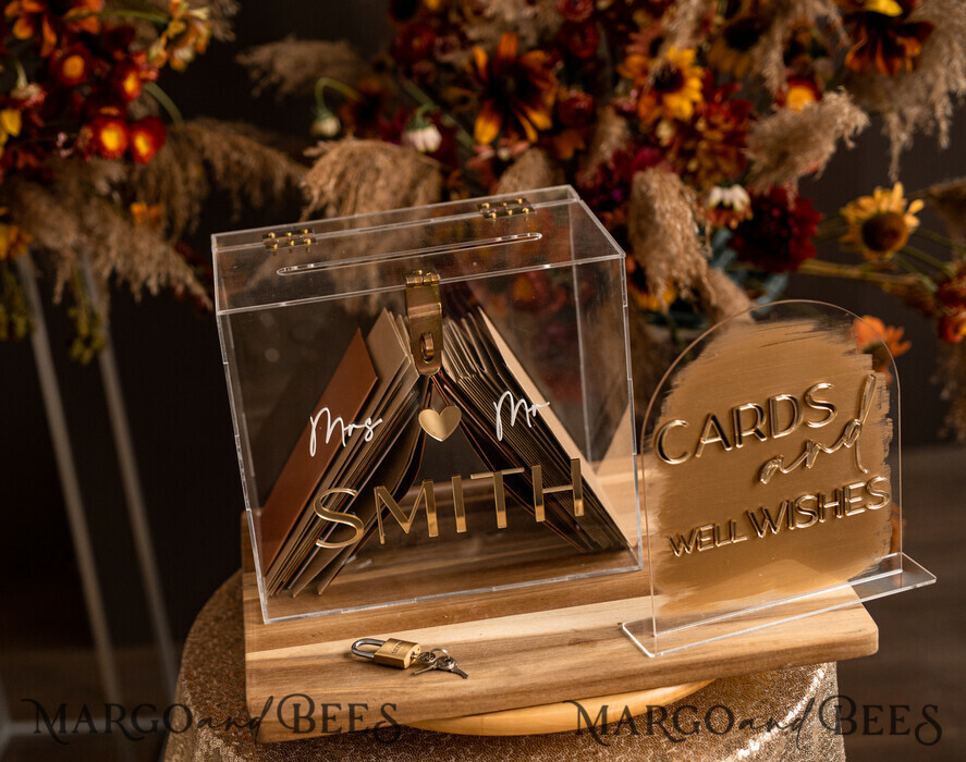 KARTONBOXEN  
 Acrylkartenbox Elegantes klares Hochzeitset Acrylkartenbox mit Schloss und Karten & Geschenken, personalisierte Hochzeitskartenbox, klare Kartenbox, Hochzeitskartenbox mit Deckel, Hochzeitsgeldbox, Hochzeitskartenhalter.