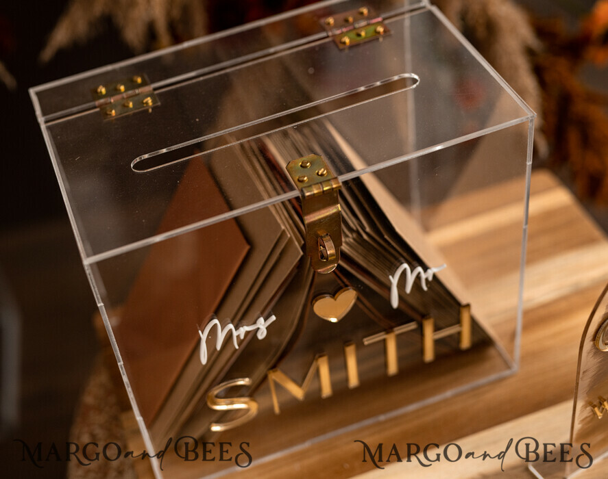 KARTONBOXEN  
 Acrylkartenbox Elegantes klares Hochzeitset Acrylkartenbox mit Schloss und Karten & Geschenken, personalisierte Hochzeitskartenbox, klare Kartenbox, Hochzeitskartenbox mit Deckel, Hochzeitsgeldbox, Hochzeitskartenhalter.