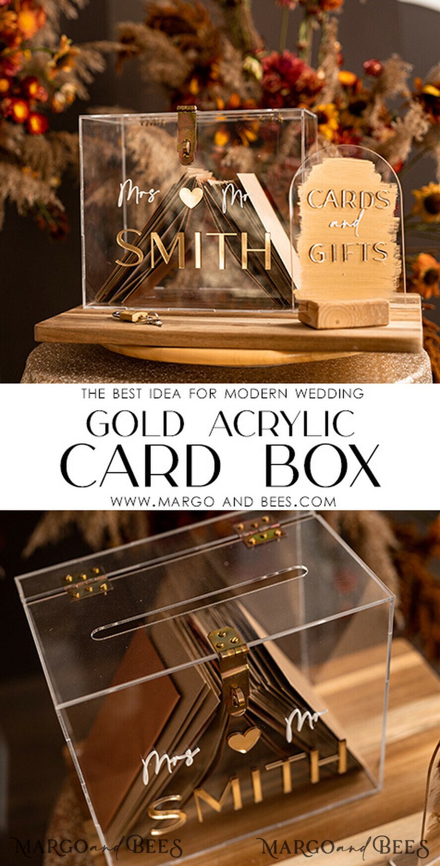 KARTONBOXEN  
 Acrylkartenbox Elegantes klares Hochzeitset Acrylkartenbox mit Schloss und Karten & Geschenken, personalisierte Hochzeitskartenbox, klare Kartenbox, Hochzeitskartenbox mit Deckel, Hochzeitsgeldbox, Hochzeitskartenhalter.