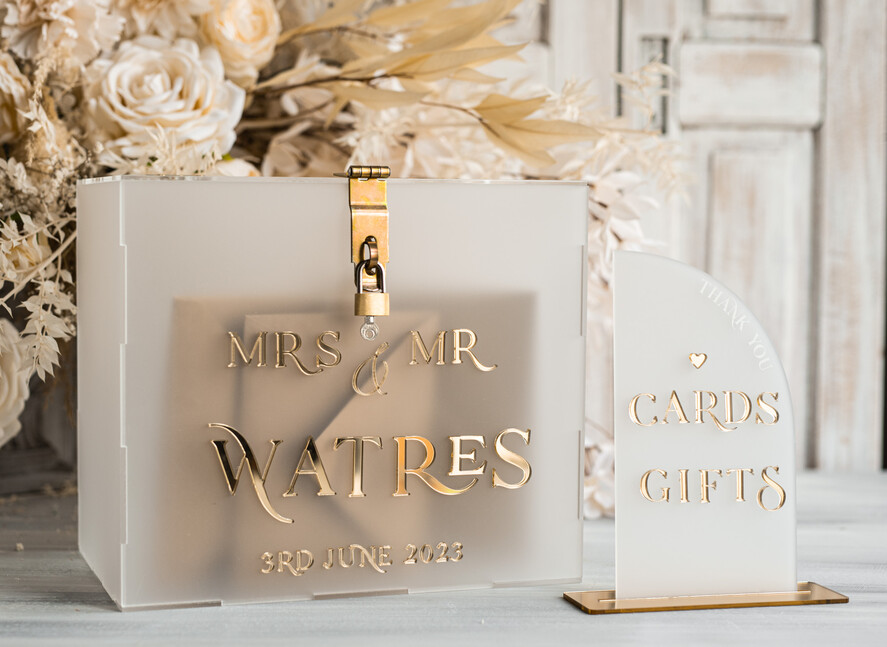 KARTONBOXEN  
 Acrylkartenbox Elegantes gefrorenes Hochzeitsset Acryl-Kartenbox mit Schloss und Karten & Geschenken, personalisierte Hochzeitskartenbox, klare Kartenbox, Hochzeitskartenbox mit Deckel, Hochzeitsgeldbox, Hochzeitskartenhalter