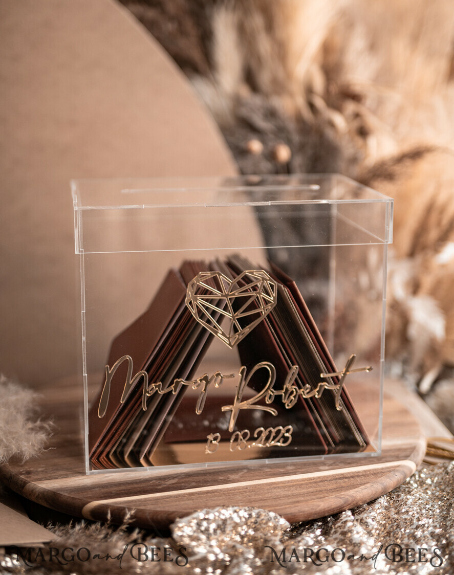 KARTONBOXEN  
 Acrylkartenbox Moderne geometrische Herz Klar Hochzeit Wünschen gut Acryl Geld Geschenkkartenbox, Personalisierte Hochzeitskartenbox, Acrylkartenbox, Hochzeitskartenbox mit Deckel, Hochzeitsgeldbox, Hochzeitskartenbox, Hochzeitskartenhalter