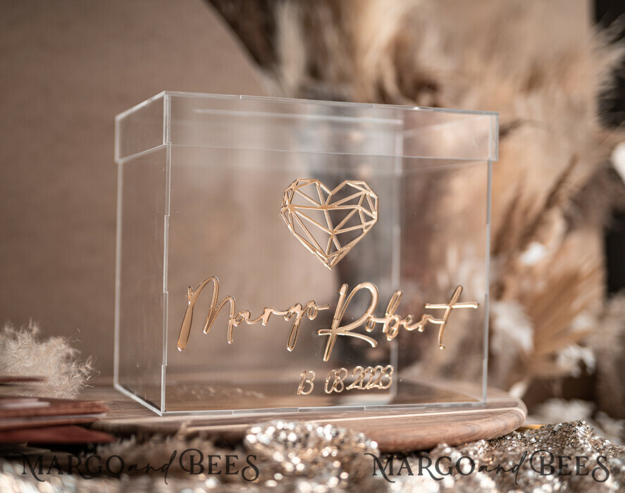 KARTONBOXEN  
 Acrylkartenbox Moderne geometrische Herz Klar Hochzeit Wünschen gut Acryl Geld Geschenkkartenbox, Personalisierte Hochzeitskartenbox, Acrylkartenbox, Hochzeitskartenbox mit Deckel, Hochzeitsgeldbox, Hochzeitskartenbox, Hochzeitskartenhalter