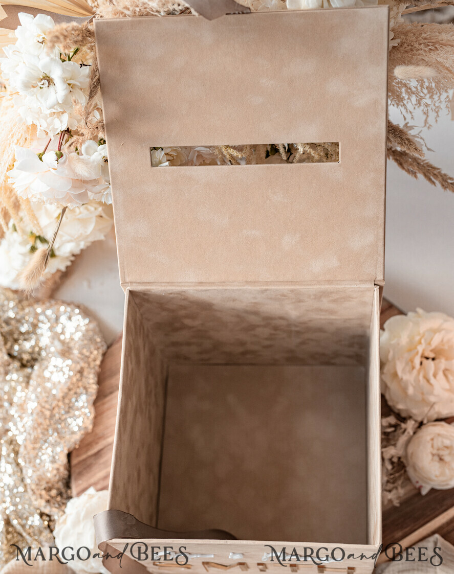 KARTONBOXEN  
 Acrylkartenbox Samt Beige Hochzeitswunschbrunnen Geldgeschenkkartenbox, Personalisierte Hochzeitskartenbox, Luxus Kartenbox, Hochzeitskartenbox mit Deckel, Hochzeitsgeldbox, Hochzeitskartenbox