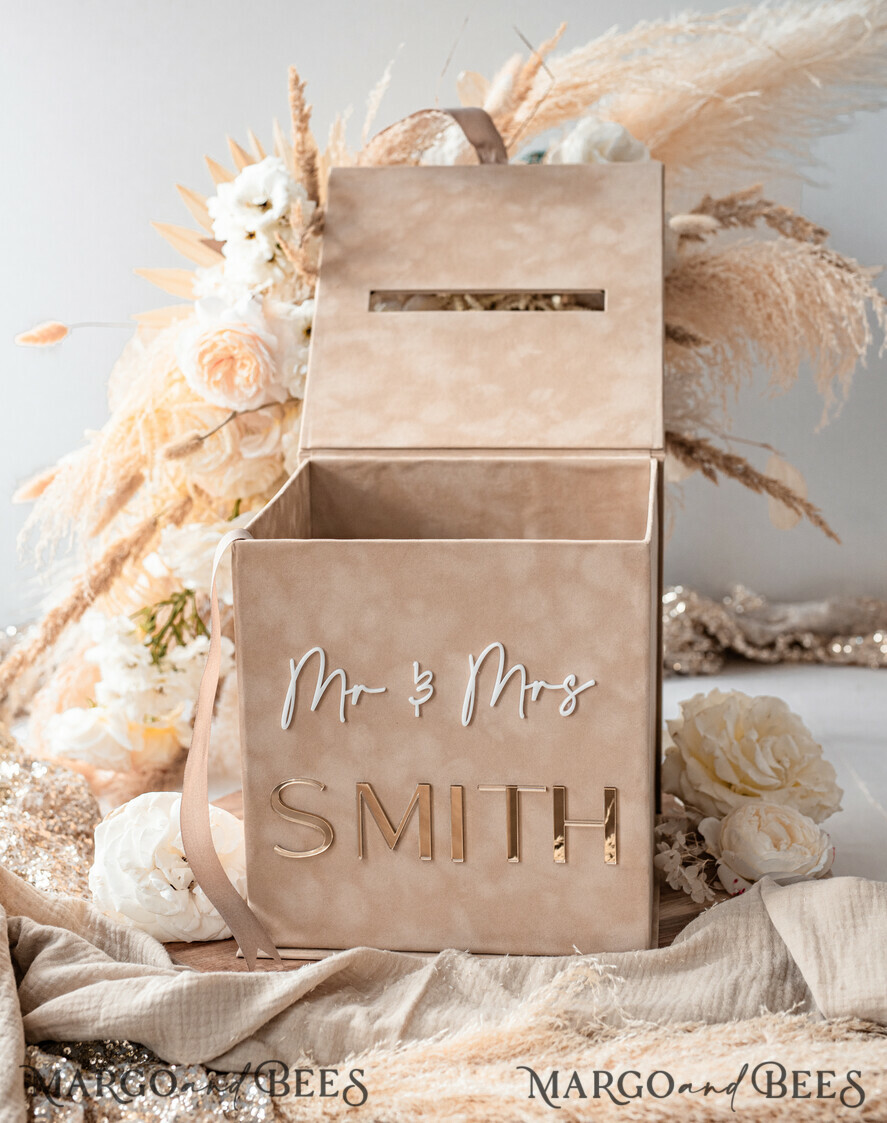 KARTONBOXEN  
 Acrylkartenbox Samt Beige Hochzeitswunschbrunnen Geldgeschenkkartenbox, Personalisierte Hochzeitskartenbox, Luxus Kartenbox, Hochzeitskartenbox mit Deckel, Hochzeitsgeldbox, Hochzeitskartenbox
