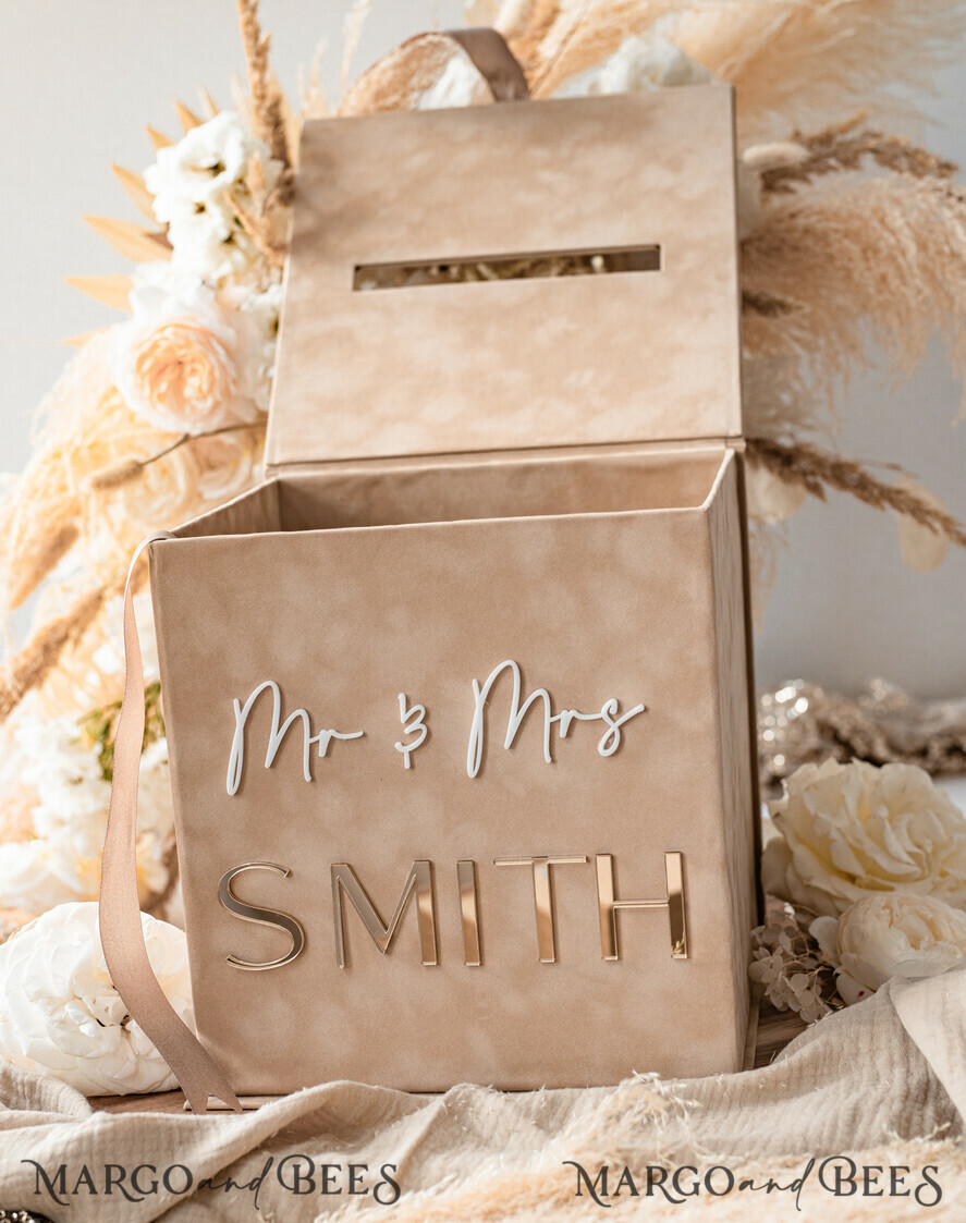 KARTONBOXEN  
 Acrylkartenbox Samt Beige Hochzeitswunschbrunnen Geldgeschenkkartenbox, Personalisierte Hochzeitskartenbox, Luxus Kartenbox, Hochzeitskartenbox mit Deckel, Hochzeitsgeldbox, Hochzeitskartenbox
