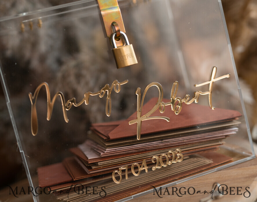 KARTONBOXEN  
 Acrylkartenbox Moderne klare Hochzeitswunschbox aus Acryl mit Schloss, personalisierte Hochzeitskartenbox, klare Kartenbox, Hochzeitskartenbox mit Deckel, Hochzeitsgeldbox, Hochzeitskartenhalter.