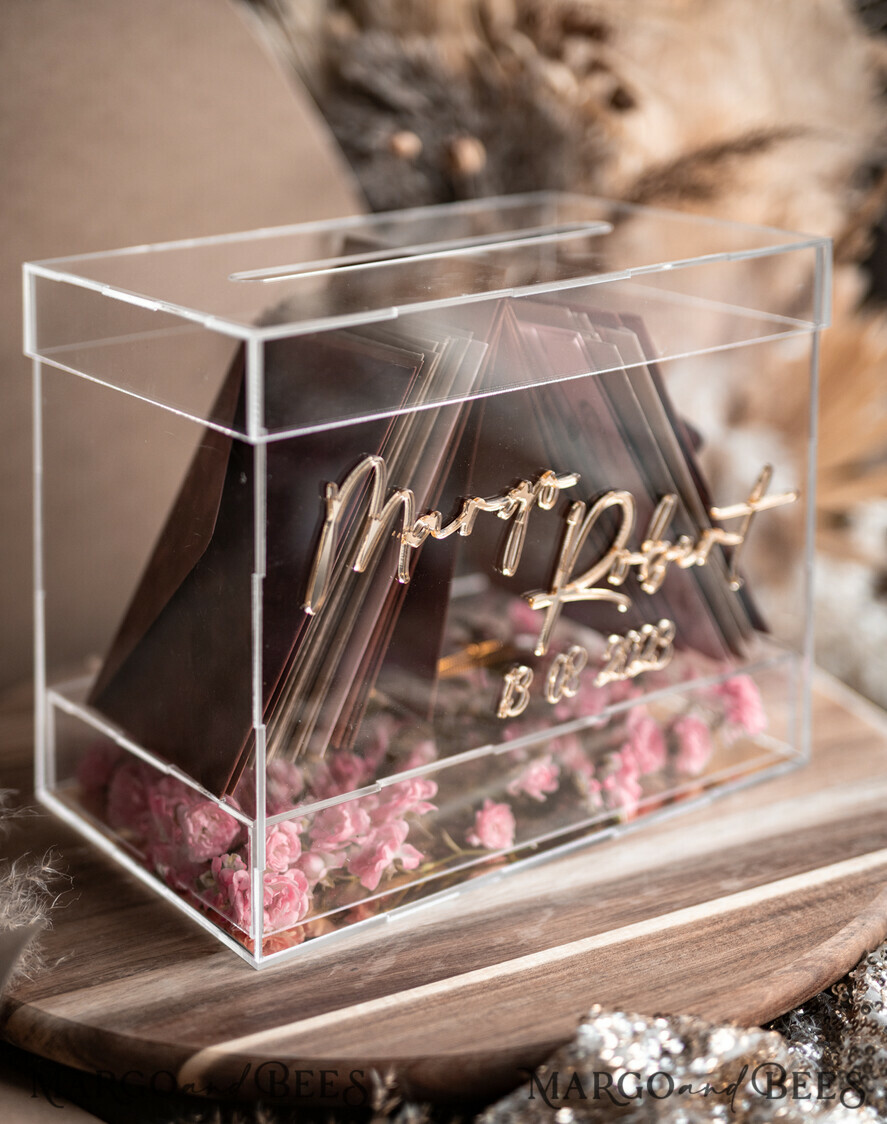 KARTONBOXEN  
 Acrylkartenbox Moderne klare Hochzeitswunschbrunnen Acryl Geldgeschenkkartenbox mit Regal für Blumen, personalisierte Hochzeitskartenbox, Acrylkartenbox, Hochzeitskartenbox mit Deckel, Hochzeitsgeldbox, Hochzeitskartenbox.