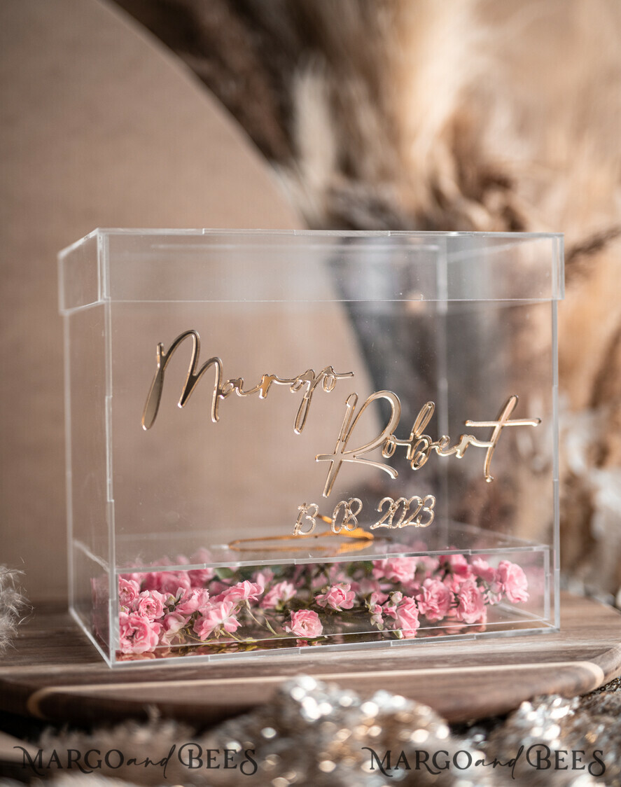 KARTONBOXEN  
 Acrylkartenbox Moderne klare Hochzeitswunschbrunnen Acryl Geldgeschenkkartenbox mit Regal für Blumen, personalisierte Hochzeitskartenbox, Acrylkartenbox, Hochzeitskartenbox mit Deckel, Hochzeitsgeldbox, Hochzeitskartenbox.