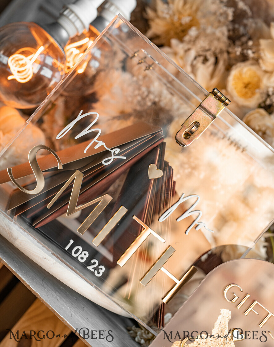 KARTONBOXEN  
 Acrylkartenbox Elegantes klares Hochzeits-Set, Acryl-Kartenbox mit Schloss und Karten & Geschenken, personalisierte Hochzeitskartenbox, klare Kartenbox, Hochzeitskartenbox mit Deckel, Hochzeitssparbuch, Hochzeitskartenhalter.