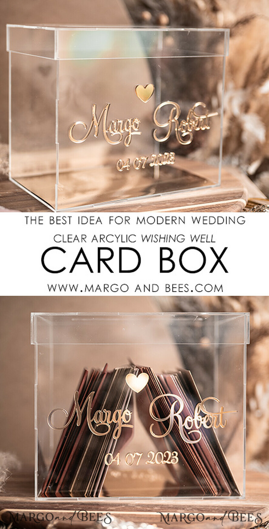 KARTONBOXEN  
 Acrylkartenbox Elegante Herz klare Hochzeitswunschbrunnen Acryl-Geschenkkartenbox, personalisierte Hochzeitskartenbox, Acryl-Kartenbox, Hochzeitskartenbox mit Deckel, Hochzeitsgeldbox, Hochzeitskartenbox, Hochzeitskartenhalter.