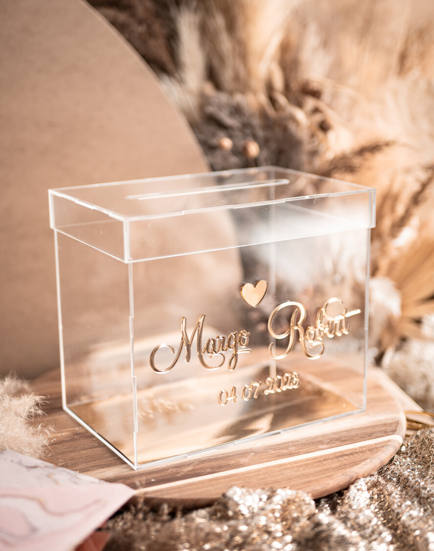 KARTONBOXEN  
 Acrylkartenbox Elegante Herz klare Hochzeitswunschbrunnen Acryl-Geschenkkartenbox, personalisierte Hochzeitskartenbox, Acryl-Kartenbox, Hochzeitskartenbox mit Deckel, Hochzeitsgeldbox, Hochzeitskartenbox, Hochzeitskartenhalter.