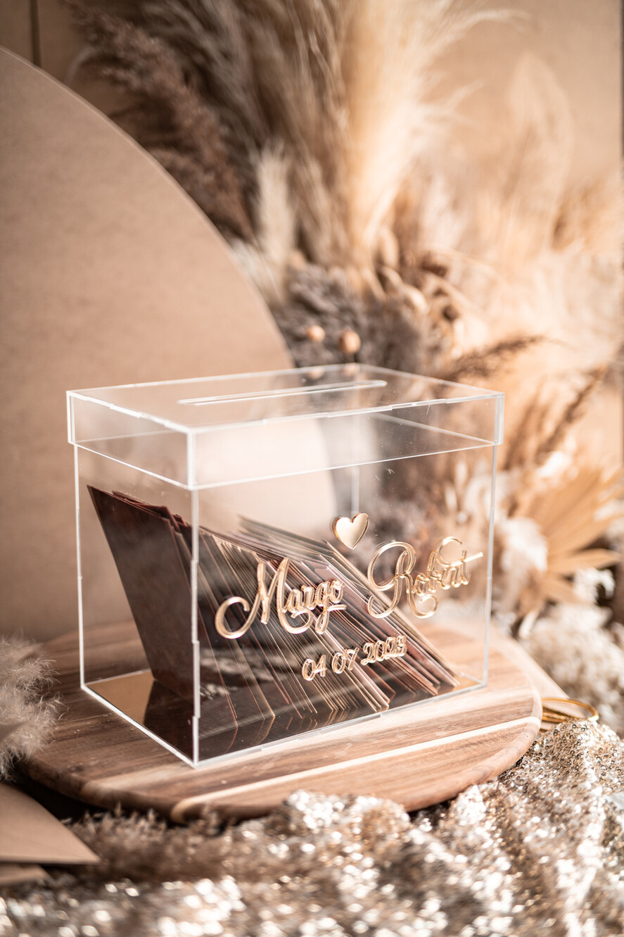 KARTONBOXEN  
 Acrylkartenbox Elegante Herz klare Hochzeitswunschbrunnen Acryl-Geschenkkartenbox, personalisierte Hochzeitskartenbox, Acryl-Kartenbox, Hochzeitskartenbox mit Deckel, Hochzeitsgeldbox, Hochzeitskartenbox, Hochzeitskartenhalter.
