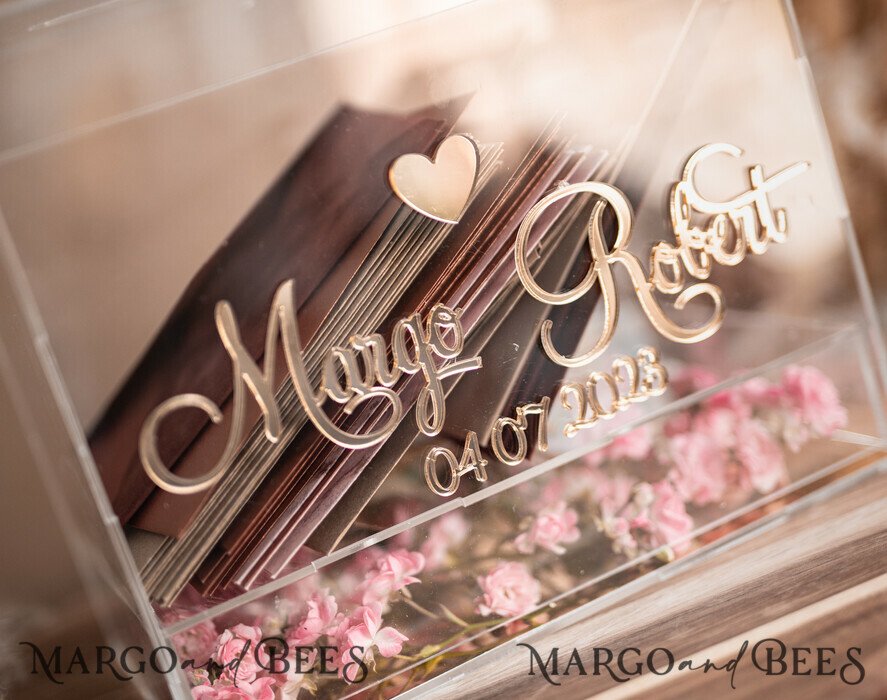 KARTONBOXEN  
 Acrylkartenbox Elegante klare Hochzeits-Wunschbrunnen-Acryl-Geldgeschenkkartenbox mit Regal für Blumen, personalisierte Hochzeitskartenbox, Acrylkartenbox, Hochzeitskartenbox mit Deckel, Hochzeitsgeldbox, Hochzeitskartenbox.