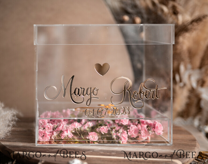 KARTONBOXEN  
 Acrylkartenbox Elegante klare Hochzeits-Wunschbrunnen-Acryl-Geldgeschenkkartenbox mit Regal für Blumen, personalisierte Hochzeitskartenbox, Acrylkartenbox, Hochzeitskartenbox mit Deckel, Hochzeitsgeldbox, Hochzeitskartenbox.