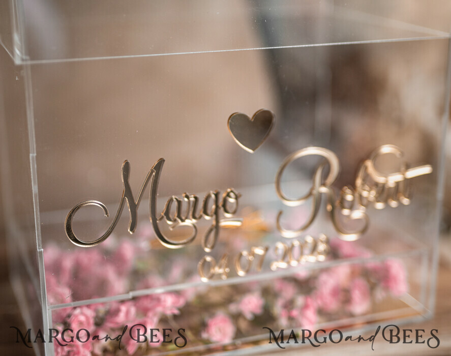 KARTONBOXEN  
 Acrylkartenbox Elegante klare Hochzeits-Wunschbrunnen-Acryl-Geldgeschenkkartenbox mit Regal für Blumen, personalisierte Hochzeitskartenbox, Acrylkartenbox, Hochzeitskartenbox mit Deckel, Hochzeitsgeldbox, Hochzeitskartenbox.