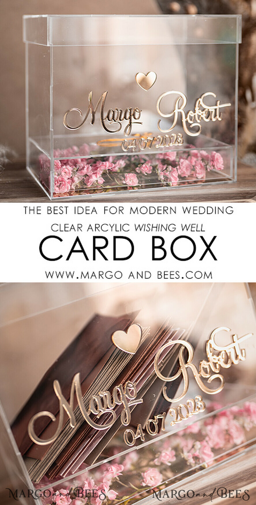 KARTONBOXEN  
 Acrylkartenbox Elegante klare Hochzeits-Wunschbrunnen-Acryl-Geldgeschenkkartenbox mit Regal für Blumen, personalisierte Hochzeitskartenbox, Acrylkartenbox, Hochzeitskartenbox mit Deckel, Hochzeitsgeldbox, Hochzeitskartenbox.