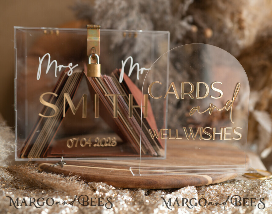 KARTONBOXEN  
 Acrylkartenbox Elegantes klares Hochzeitsset Acrylkartenbox mit Schloss und Karten für Geschenke, personalisierte Hochzeitskartenbox, klare Kartenbox, Hochzeitskartenbox mit Deckel, Hochzeitsgeldbox, Hochzeitskartenhalter
