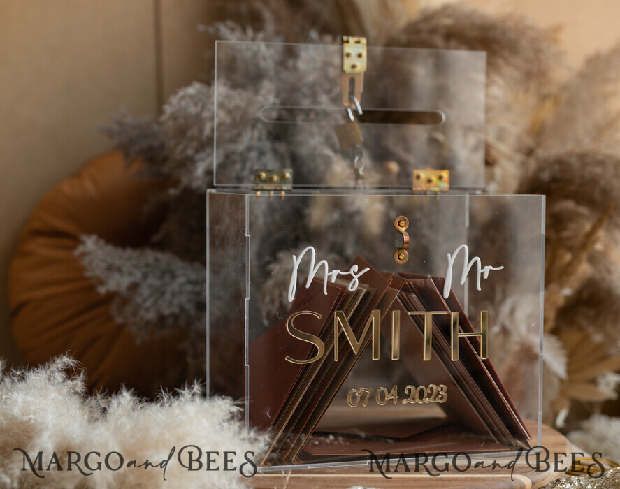 KARTONBOXEN  
 Acrylkartenbox Moderne klare Hochzeits-Set Wunschbrunnen-Kartenbox mit Schloss und Tischschildern für Karten & Geschenke, personalisierte Hochzeitskartenbox mit Deckel und Schild, Hochzeitsgeldbox, Hochzeitskartenhalter.