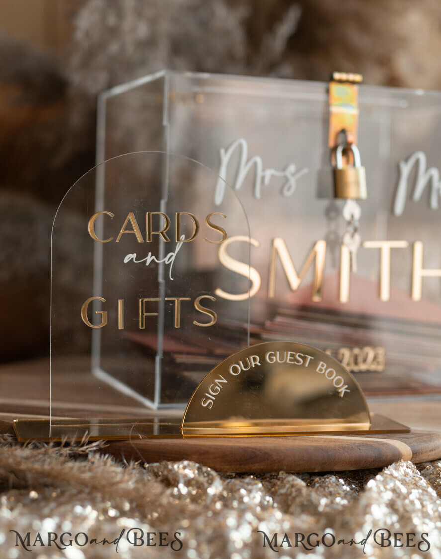 KARTONBOXEN  
 Acrylkartenbox Moderne klare Hochzeits-Set Wunschbrunnen-Kartenbox mit Schloss und Tischschildern für Karten & Geschenke, personalisierte Hochzeitskartenbox mit Deckel und Schild, Hochzeitsgeldbox, Hochzeitskartenhalter.