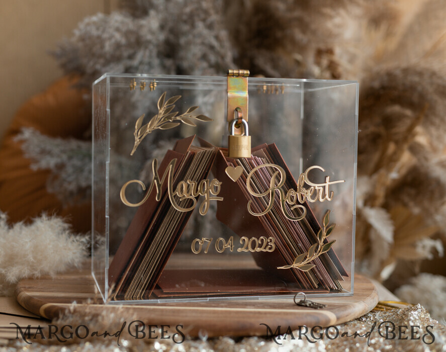 KARTONBOXEN  
 Acrylkartenbox Elegante klare Hochzeitswunschbrunnen-Acrylkarte mit Schloss, personalisierte Hochzeitskartenbox, Kartenbox mit Herz und Ast, Hochzeitskartenbox mit Deckel, Hochzeitsgeldbox, Hochzeitskartenhalter.