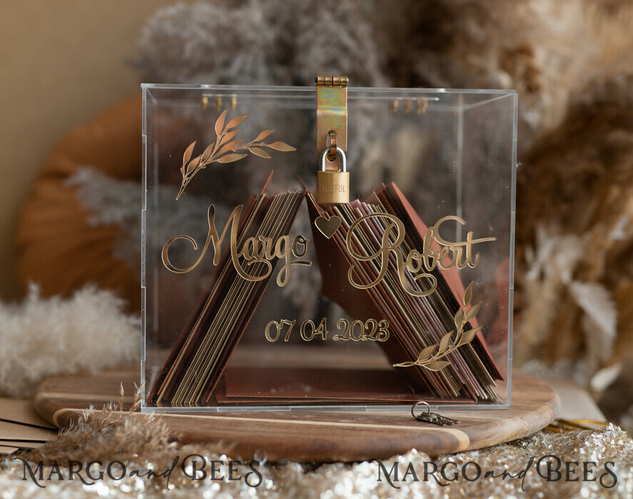 KARTONBOXEN  
 Acrylkartenbox Elegante klare Hochzeitswunschbrunnen-Acrylkarte mit Schloss, personalisierte Hochzeitskartenbox, Kartenbox mit Herz und Ast, Hochzeitskartenbox mit Deckel, Hochzeitsgeldbox, Hochzeitskartenhalter.