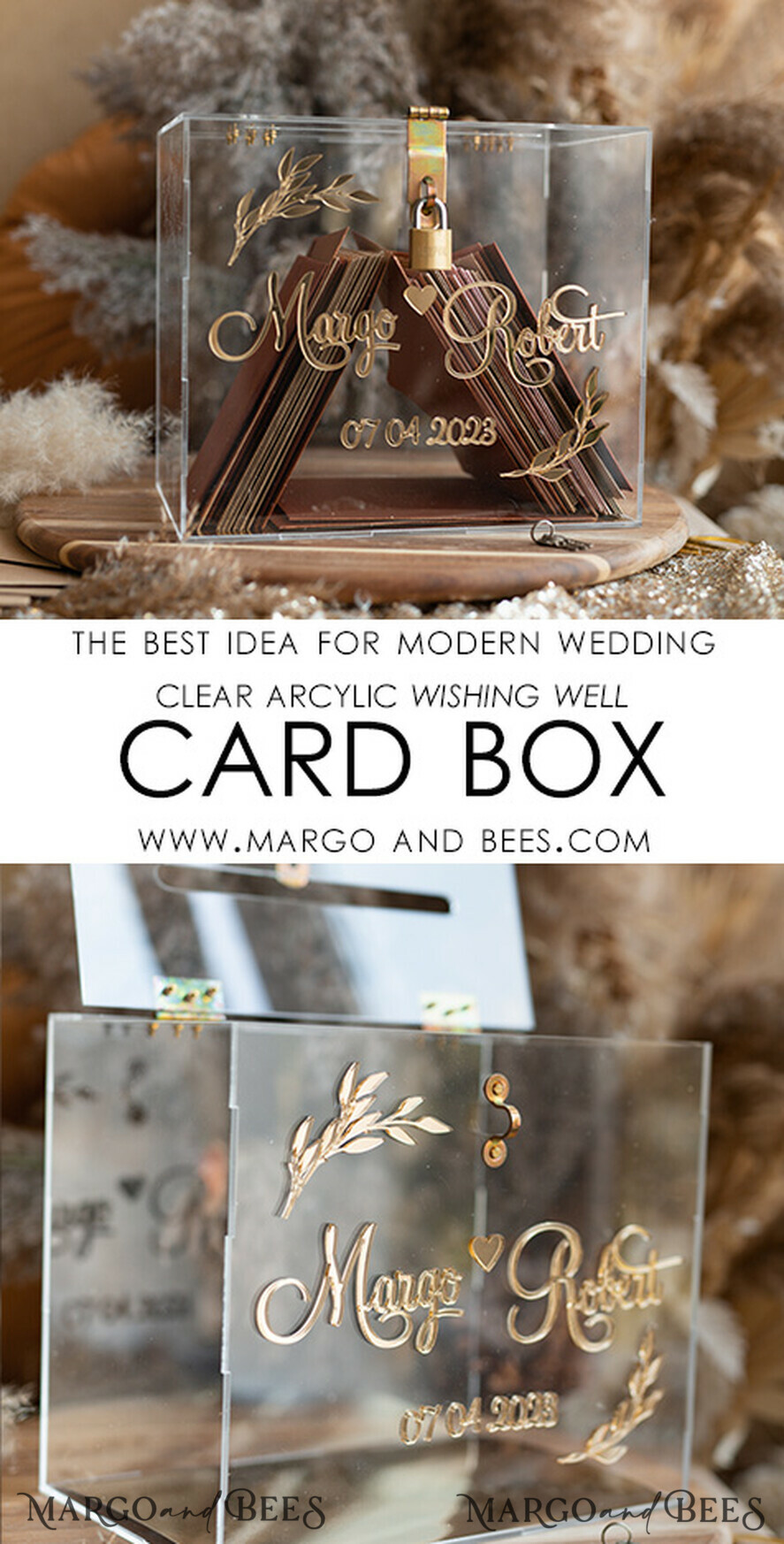 KARTONBOXEN  
 Acrylkartenbox Elegante klare Hochzeitswunschbrunnen-Acrylkarte mit Schloss, personalisierte Hochzeitskartenbox, Kartenbox mit Herz und Ast, Hochzeitskartenbox mit Deckel, Hochzeitsgeldbox, Hochzeitskartenhalter.