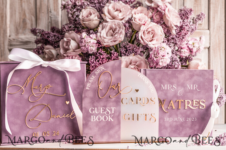 HOCHZEITS-GÄSTEBÜCHER Instax Sofortbildbuch Mauve Gold Acryl Hochzeitsgastbuch personalisiert, Velvet Dusty Rose Sofortfotobuch Boho Elegant Instax Hochzeitsfoto Gastbuch
