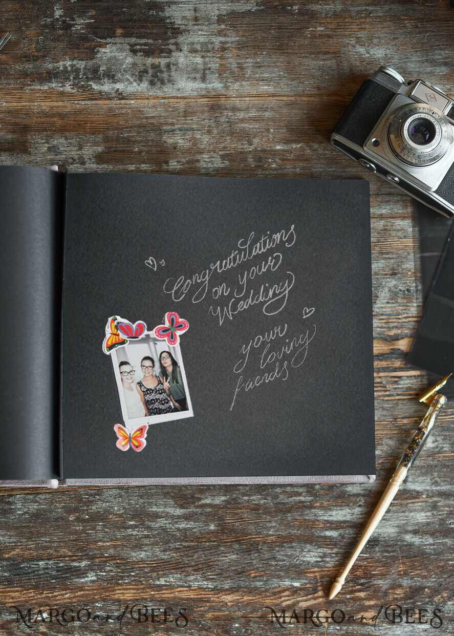 HOCHZEITS-GÄSTEBÜCHER Instax Sofortbildbuch Samt personalisiertes Gästebuch mit Samtbox