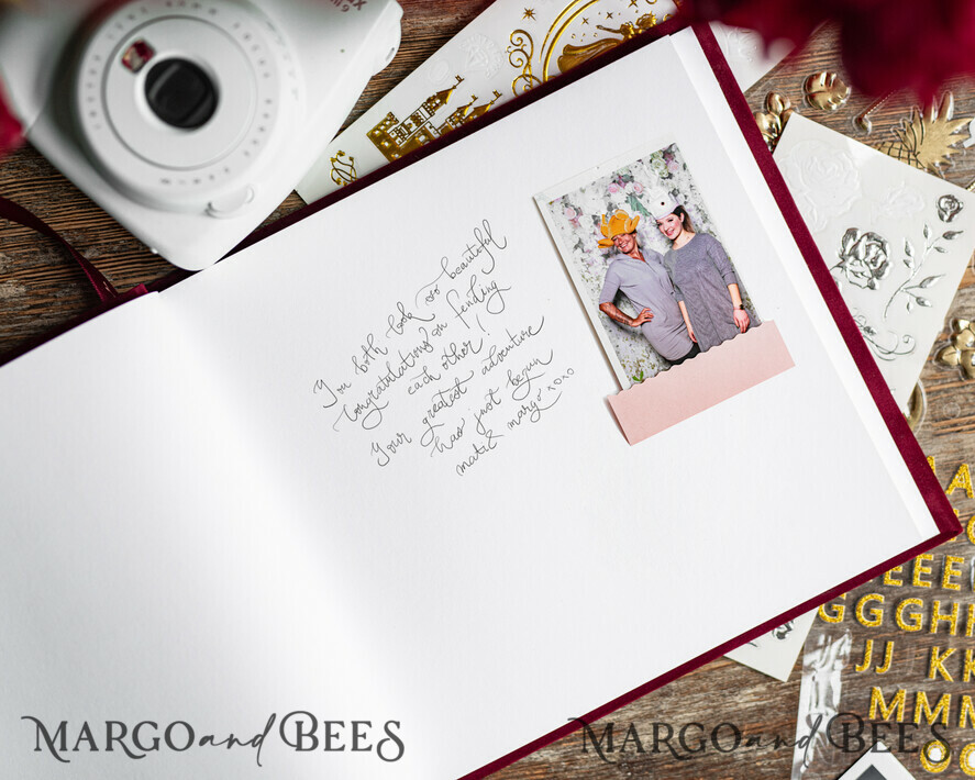 HOCHZEITS-GÄSTEBÜCHER Instax Sofortbildbuch Hochzeitsgäste Buch personalisiert, Samt Sofortbildbuch Boho Elegantes Instax Hochzeitsfoto Gästebuch