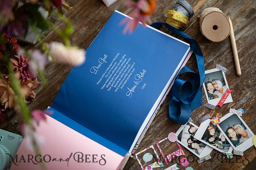HOCHZEITS-GÄSTEBÜCHER Instax Sofortbildbuch Luxus Hochzeits-Gästebuch, Vintage personalisiertes Hochzeitsalbum • Hochzeits-Pfirsich Fotobox-Buch