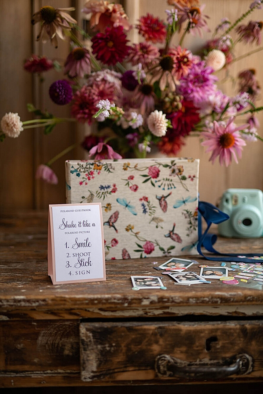 HOCHZEITS-GÄSTEBÜCHER Instax Sofortbildbuch Luxus Hochzeits-Gästebuch, Vintage personalisiertes Hochzeitsalbum • Hochzeits-Pfirsich Fotobox-Buch