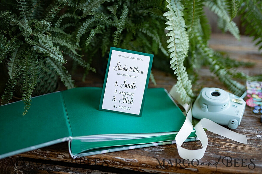 HOCHZEITS-GÄSTEBÜCHER Instax Sofortbildbuch Grünes Hochzeits-Gästebuch, Grünpflanzen Monstera Sofortbildbuch Instax • Farn Boho Hochzeitsfoto-Gästebuch