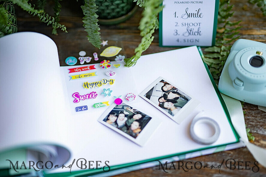 HOCHZEITS-GÄSTEBÜCHER Instax Sofortbildbuch Grünes Hochzeits-Gästebuch, Grünpflanzen Monstera Sofortbildbuch Instax • Farn Boho Hochzeitsfoto-Gästebuch