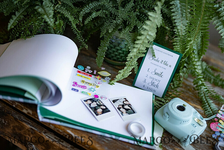 HOCHZEITS-GÄSTEBÜCHER Instax Sofortbildbuch Grünes Hochzeits-Gästebuch, Grünpflanzen Monstera Sofortbildbuch Instax • Farn Boho Hochzeitsfoto-Gästebuch