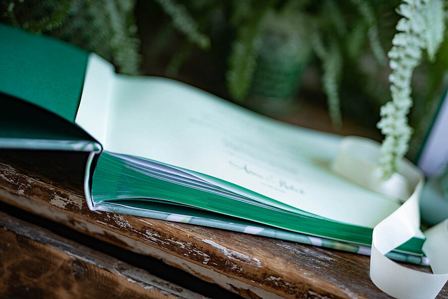 HOCHZEITS-GÄSTEBÜCHER Instax Sofortbildbuch Grünes Hochzeits-Gästebuch, Grünpflanzen Monstera Sofortbildbuch Instax • Farn Boho Hochzeitsfoto-Gästebuch