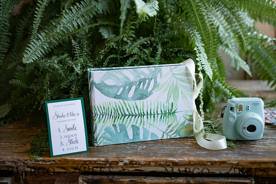 HOCHZEITS-GÄSTEBÜCHER Instax Sofortbildbuch Grünes Hochzeits-Gästebuch, Grünpflanzen Monstera Sofortbildbuch Instax • Farn Boho Hochzeitsfoto-Gästebuch