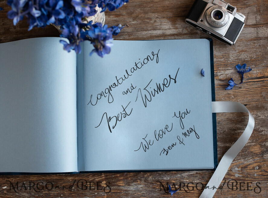 HOCHZEITS-GÄSTEBÜCHER Instax Sofortbildbuch Personalisierte blaue Hochzeitsgäste-Buch, Instant Hochzeitsfoto-Buch Instax • Samt Hochzeitsfoto-Gästebuch