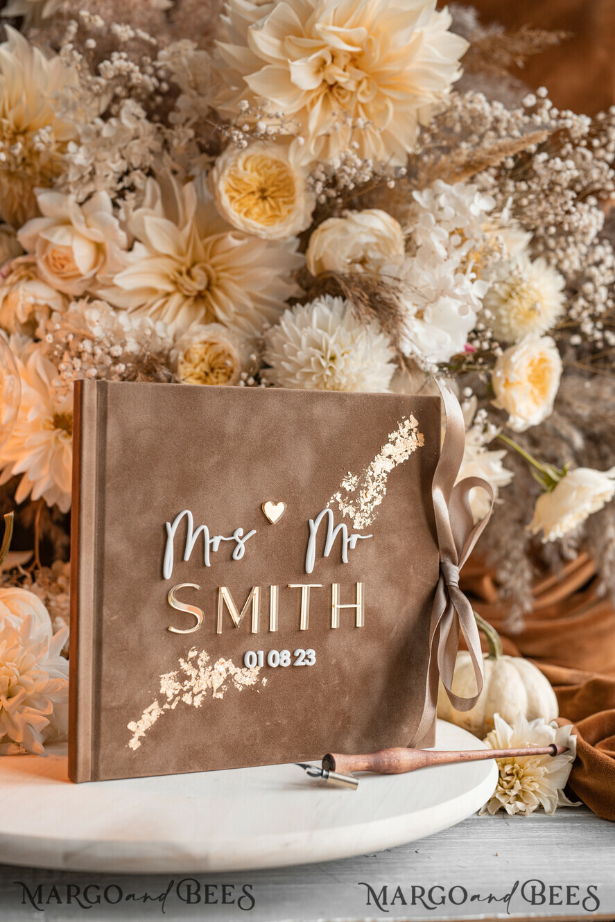 HOCHZEITS-GÄSTEBÜCHER Instax Sofortbildbuch Fall beige Gold Acryl Hochzeitsgäste Buch personalisiert und Bogen Acryl Schild Set, Tan Taupe Samt Sofortbildbuch Boho Elegant Instax Hochzeitsfoto Gästebuch, Erdige Acryl Instax Gästebuch Schild, Neutrales Samt Fotobuch