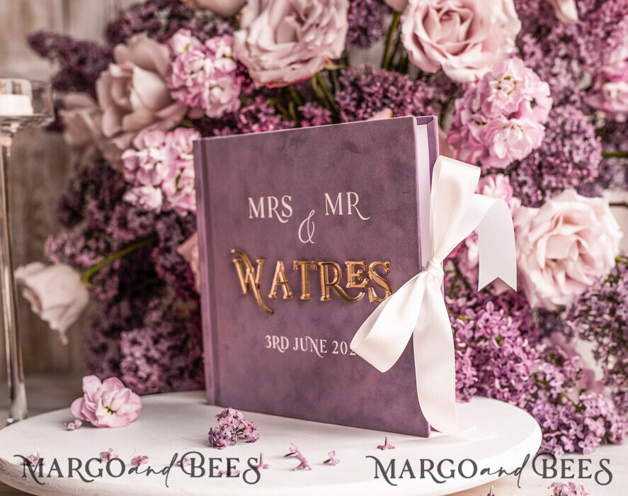 HOCHZEITS-GÄSTEBÜCHER Instax Sofortbildbuch Mauve Gold Acryl Hochzeitsgästebuch Personalisiert, Samt Staubiger Rosé Sofortbildbuch Boho Elegant Instax Hochzeitsfoto Gästebuch