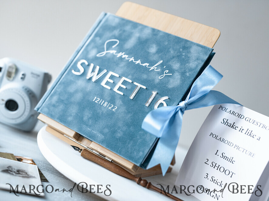 HOCHZEITS-GÄSTEBÜCHER Instax Sofortbildbuch Sweet 16 Gästebuch personalisiert, samtiges Sofortbildbuch Boho elegant Instax Sweet 16 Foto-Gästebuch
