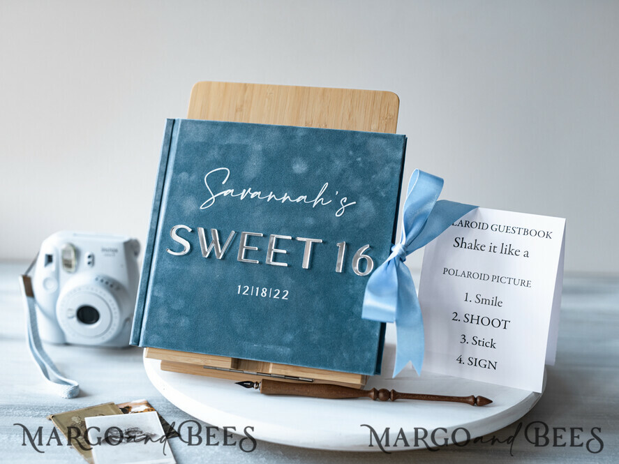 HOCHZEITS-GÄSTEBÜCHER Instax Sofortbildbuch Sweet 16 Gästebuch personalisiert, samtiges Sofortbildbuch Boho elegant Instax Sweet 16 Foto-Gästebuch