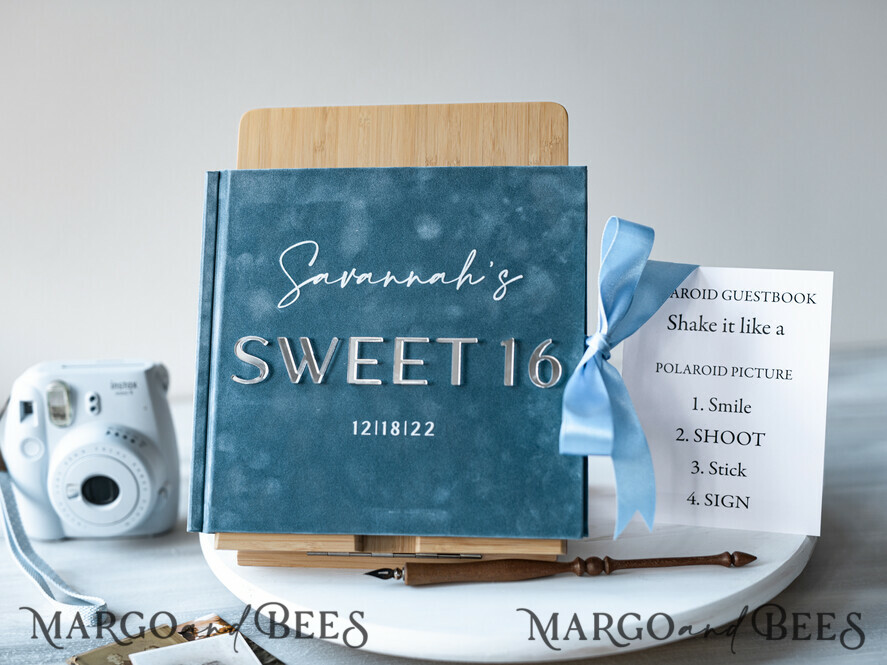 HOCHZEITS-GÄSTEBÜCHER Instax Sofortbildbuch Sweet 16 Gästebuch personalisiert, samtiges Sofortbildbuch Boho elegant Instax Sweet 16 Foto-Gästebuch