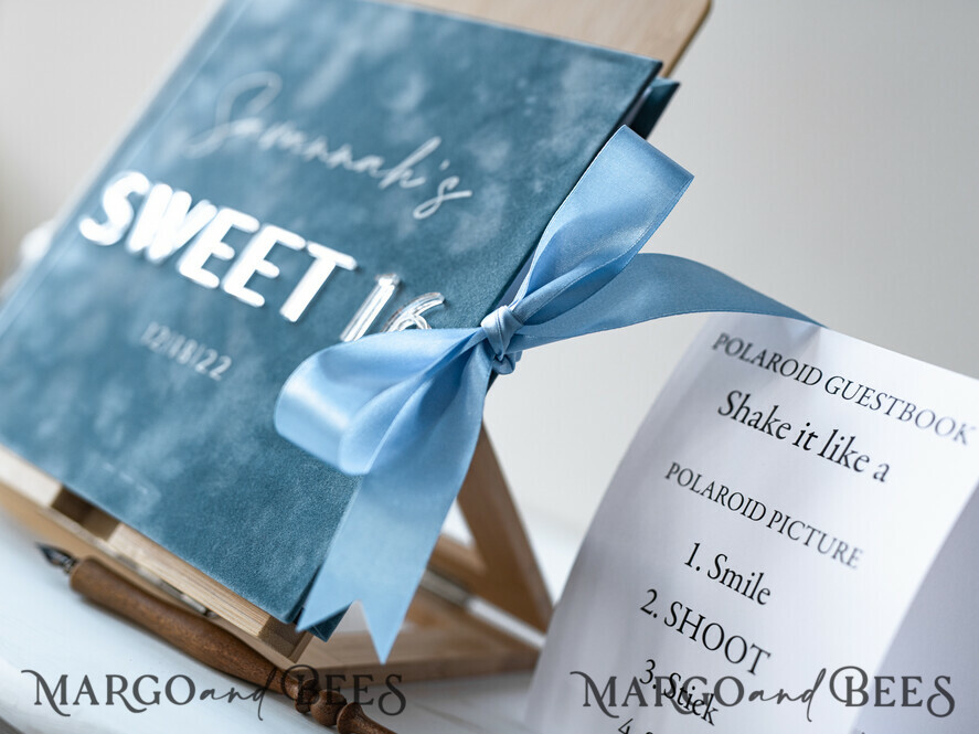 HOCHZEITS-GÄSTEBÜCHER Instax Sofortbildbuch Sweet 16 Gästebuch personalisiert, samtiges Sofortbildbuch Boho elegant Instax Sweet 16 Foto-Gästebuch