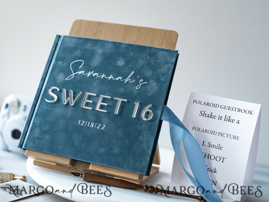 HOCHZEITS-GÄSTEBÜCHER Instax Sofortbildbuch Sweet 16 Gästebuch personalisiert, samtiges Sofortbildbuch Boho elegant Instax Sweet 16 Foto-Gästebuch